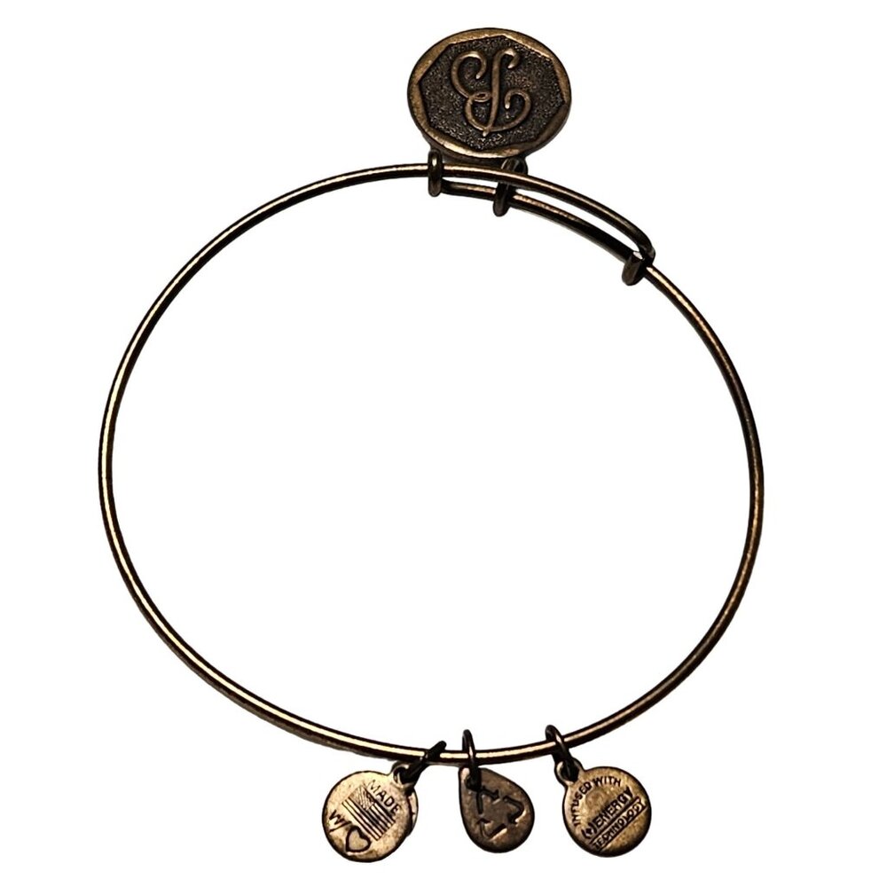 Alex And Ani Brass Charm Bangle Bracelet With Initial B Energy Technology Women